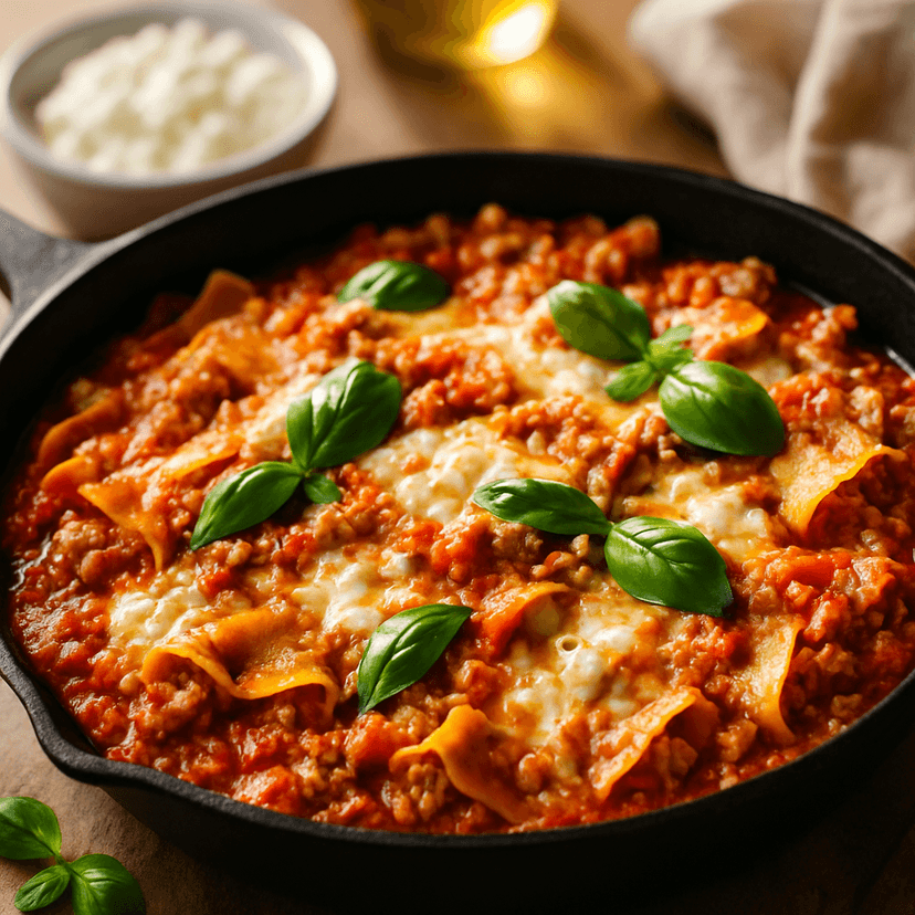 Protein-Packed Turkey Cottage Cheese Lasagna Skillet
