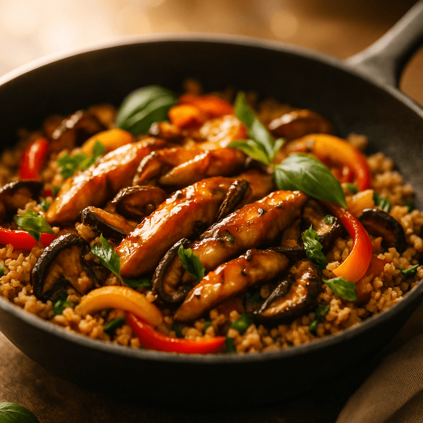 Soy-Glazed Chicken with Spicy Shiitake Couscous