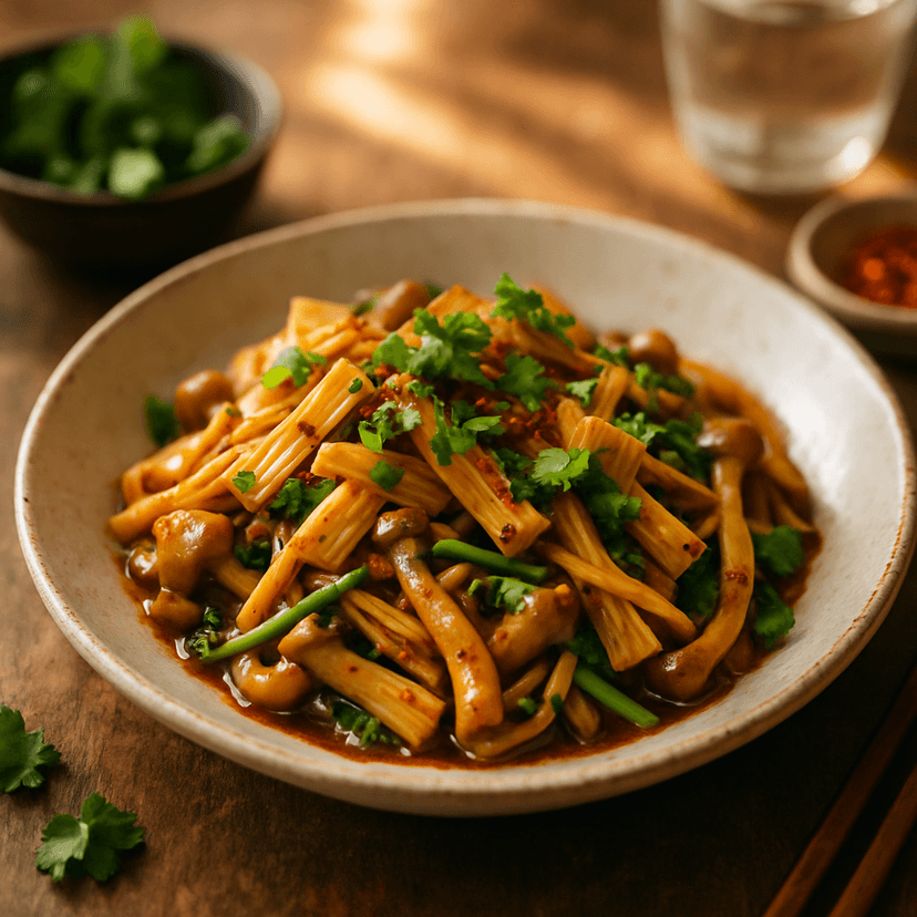 川味豆皮蘑菇快炒