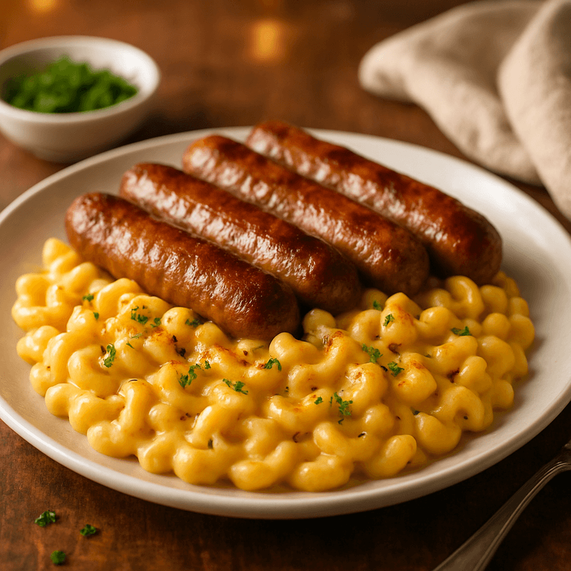 Savory Bratwurst with Creamy Mac & Cheese