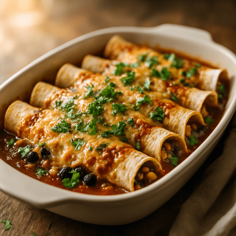Spiced Vegetarian Black Bean Enchiladas