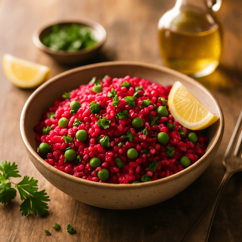 Earthy Beetroot Rice & Peas Harmony