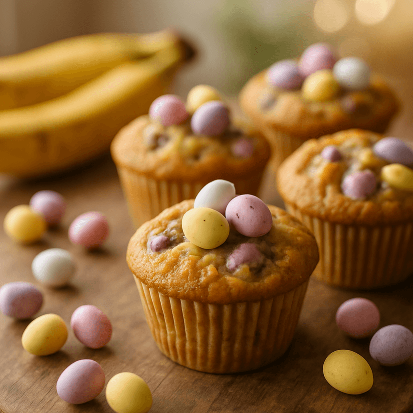 Easter Banana Mini Egg Muffins