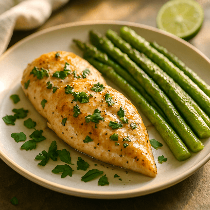 Basil Lime Chicken with Roasted Asparagus