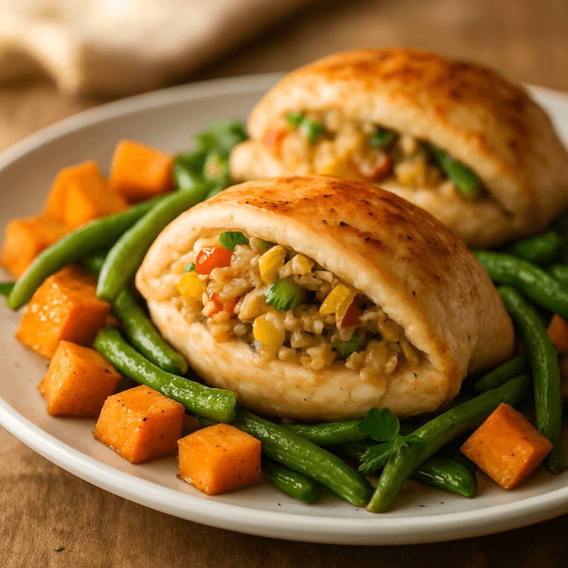 Quinoa-Stuffed Chicken with Green Beans