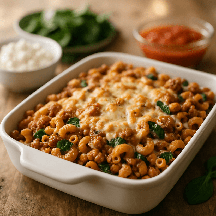 Hearty Turkey Cottage Cheese Pasta Bake