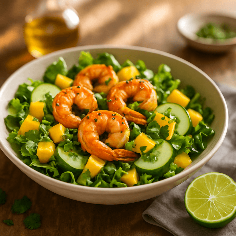 Citrus-Grilled Shrimp Salad with Mango and Cucumber