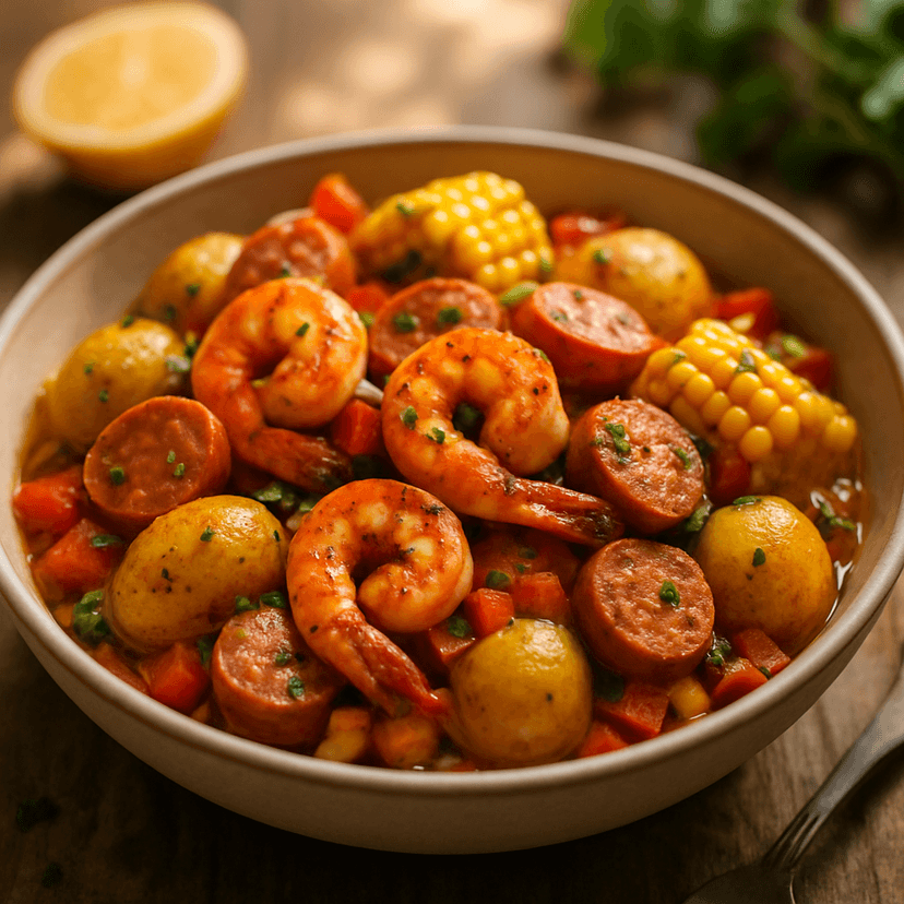 Spicy Cajun Shrimp & Sausage Bowl with Corn and Potatoes