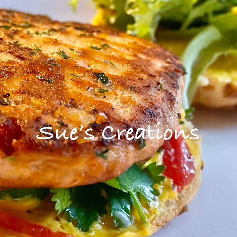 Savory Ground Chicken Burgers with Red Peppers and Parsley
