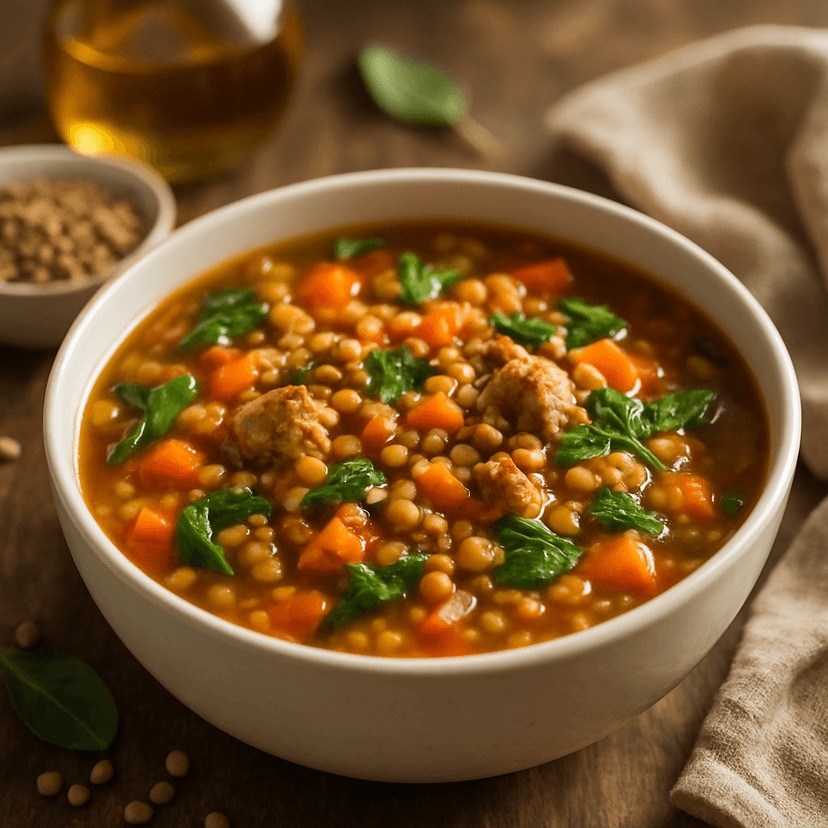 Hearty Lentil and Sausage Crockpot Soup
