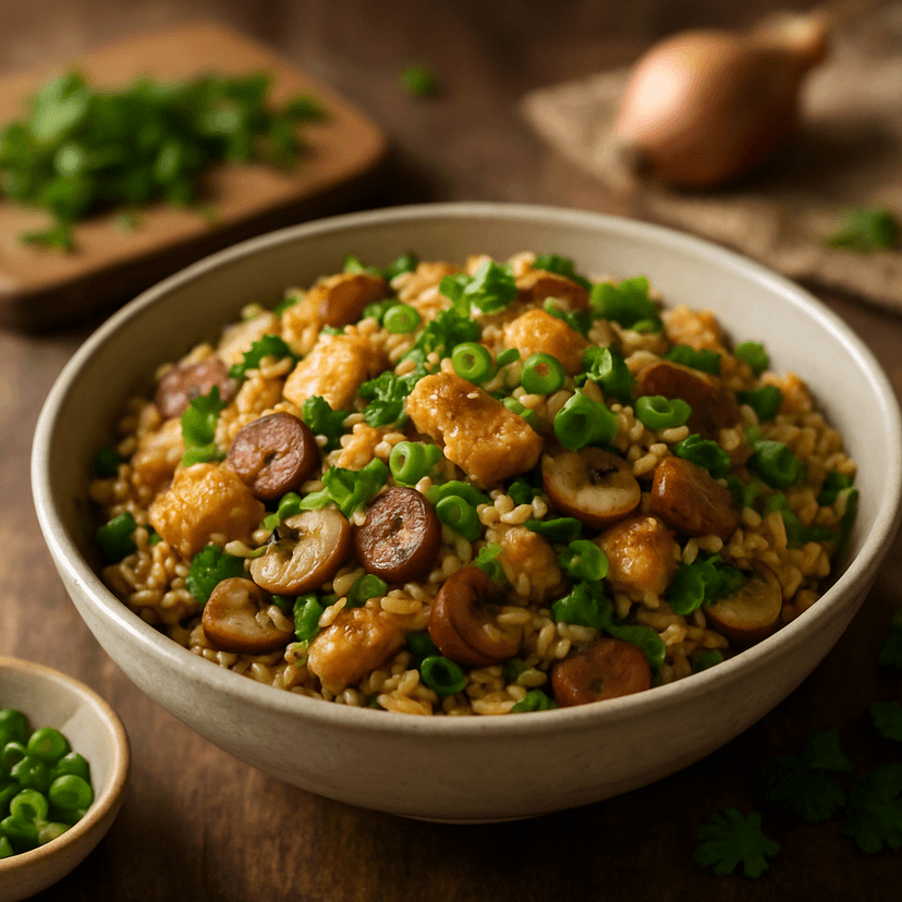 Savory Ginger Chicken and Sausage Rice