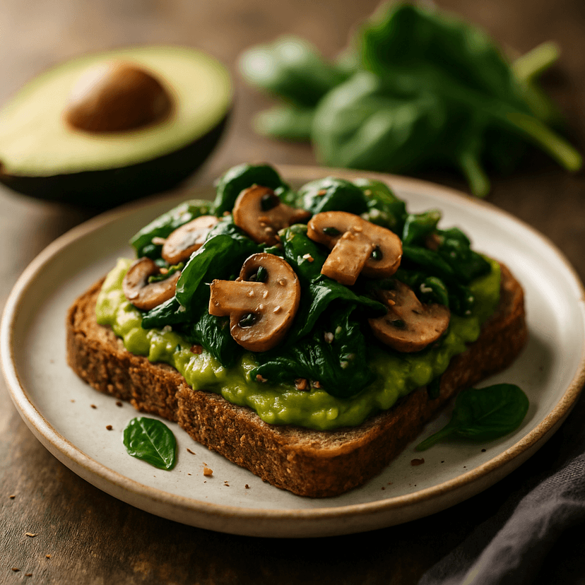 Sautéed Spinach and Mushroom Avocado Toast