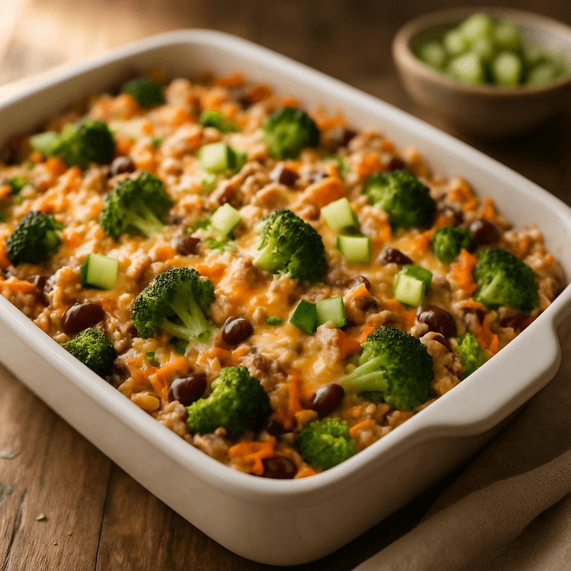 Savory Tuna Rice & Veggie Bake