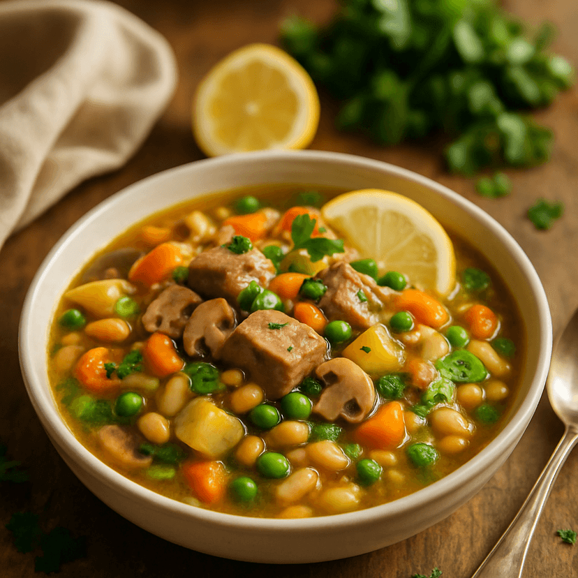 Hearty Pork, Bean, and Spring Vegetable Stew
