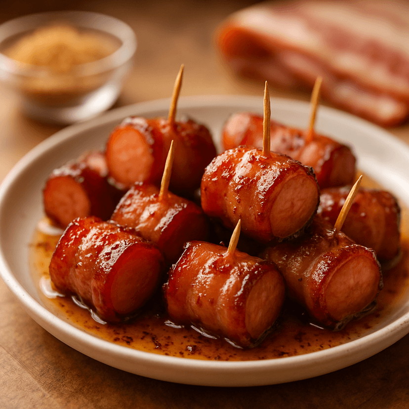 Sweet & Smoky Bacon-Wrapped Sausage Bites