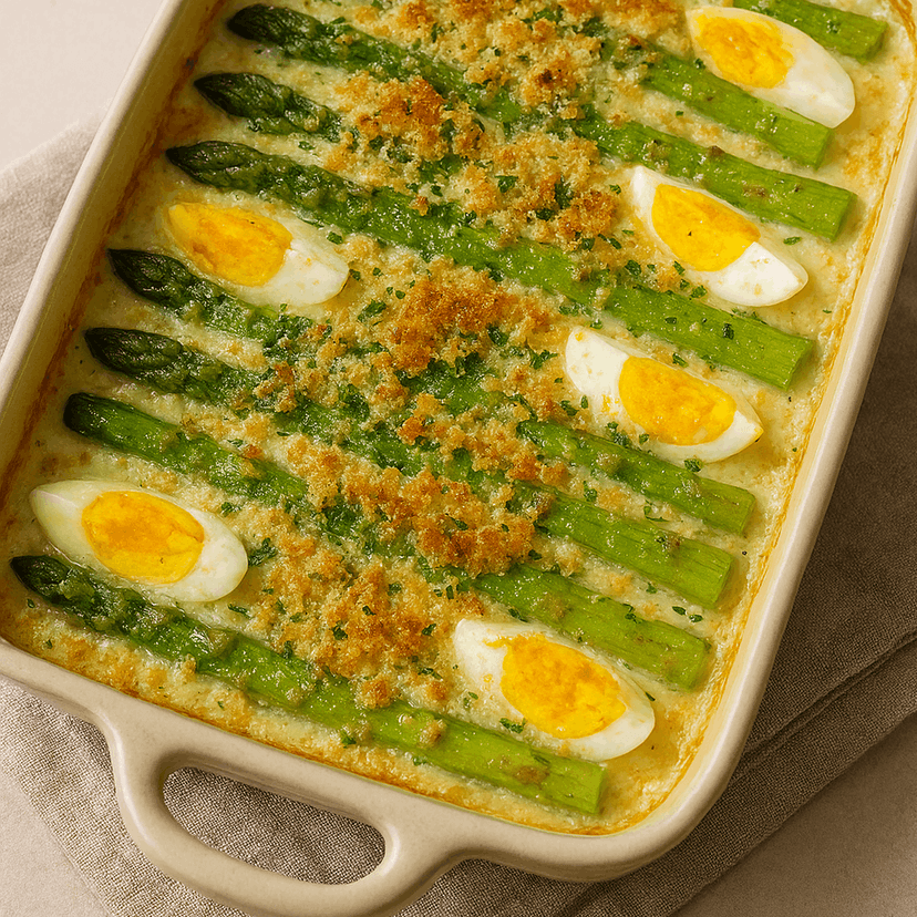 Creamy Asparagus & Egg Bake with Golden Breadcrumbs