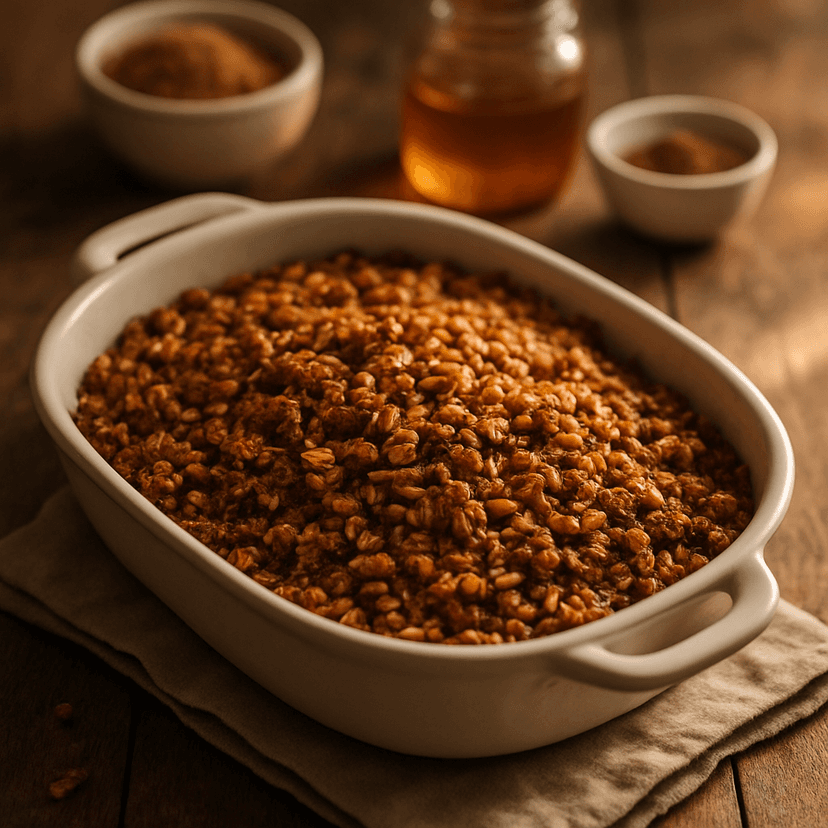Crunchy Cinnamon Honey Granola Bake