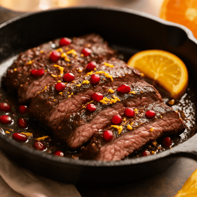 Citrus-Pomegranate Skirt Steak in Cast Iron image