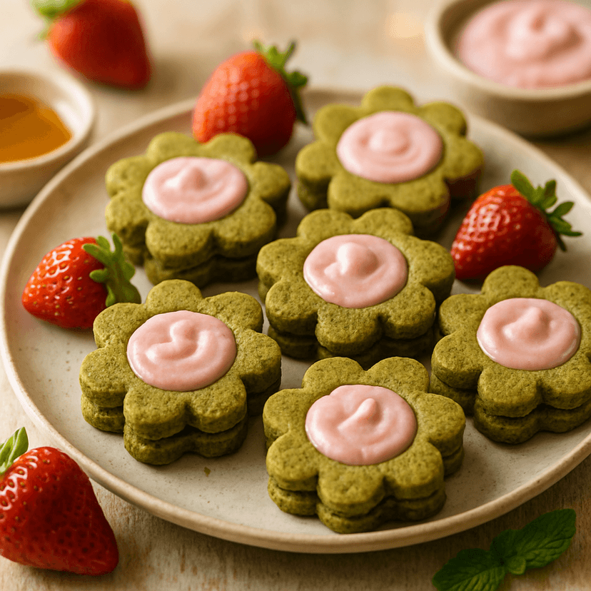 Vibrant Matcha Strawberry Bloom Bites image