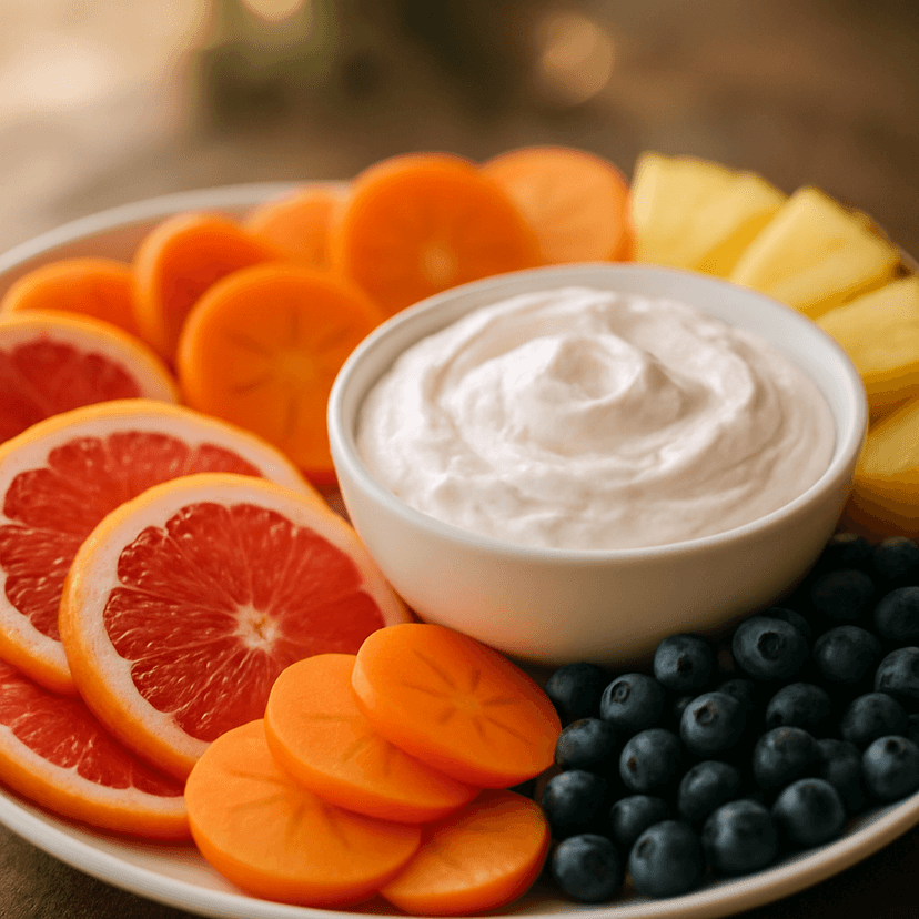 Creamy Fruity Marshmallow Dip Platter