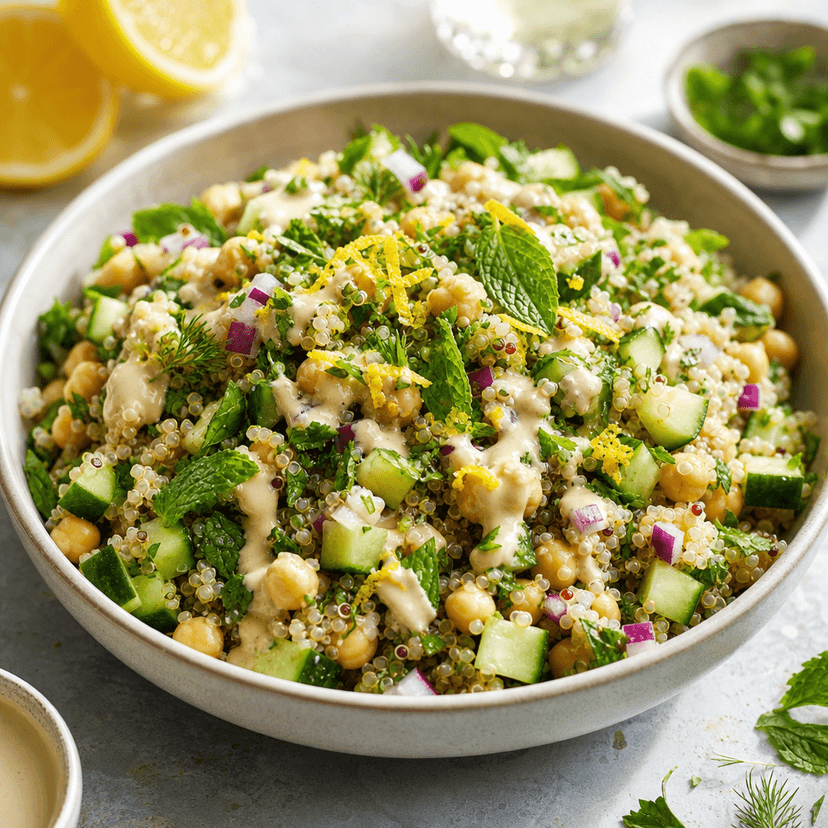Lemony Chickpea Quinoa Herb Salad image