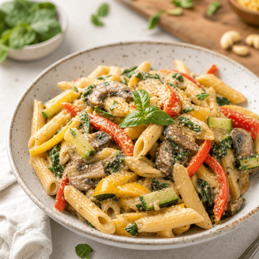 Creamy Vegan Garden Veggie Pasta image