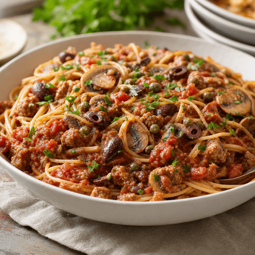 Sausage Mushroom Puttanesca Two Ways image