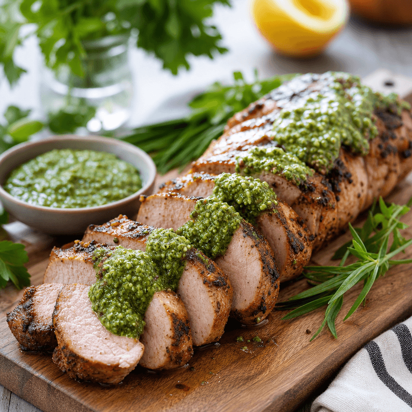 Grilled Pork Tenderloin with Herb Pesto image