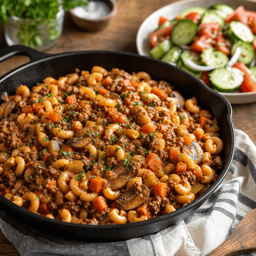Skillet Chop Suey with Cucumber Salad image