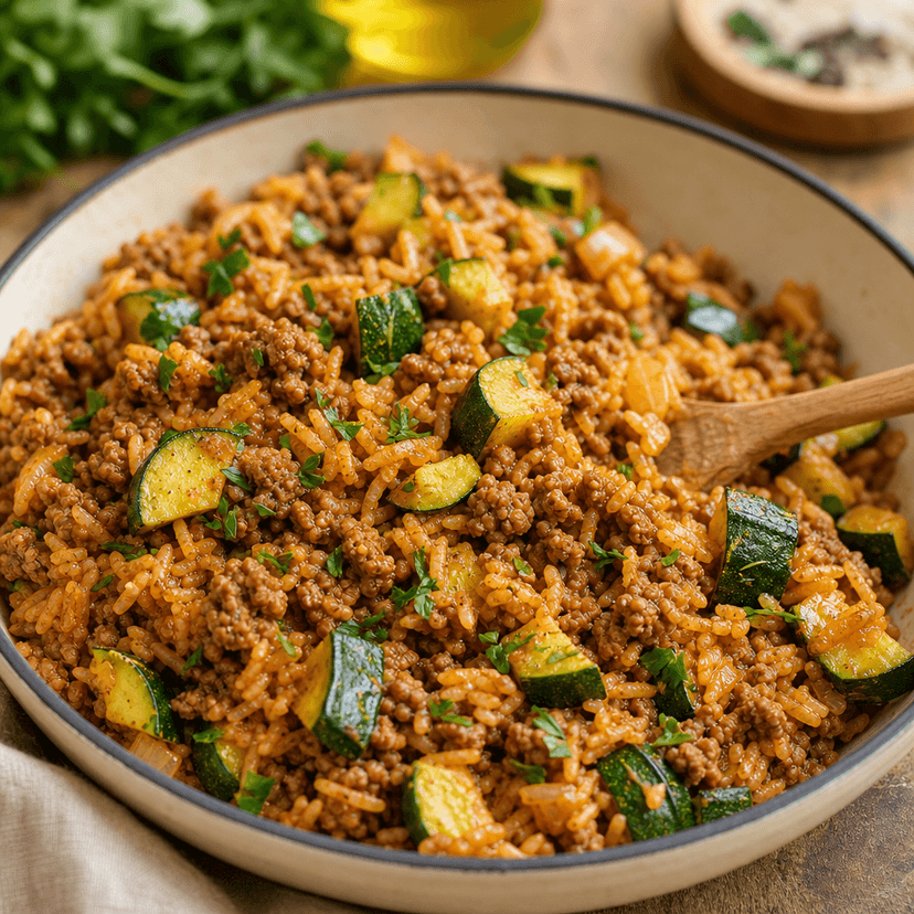 Paprika Beef Rice with Zucchini image
