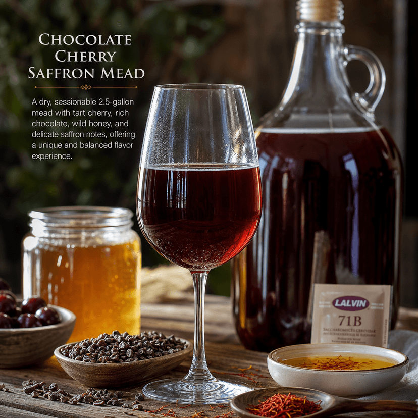 Chocolate Cherry Saffron Mead image