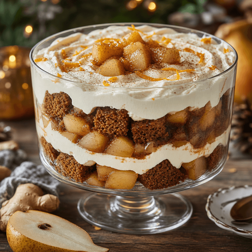 Simple Gingerbread Pear Trifle