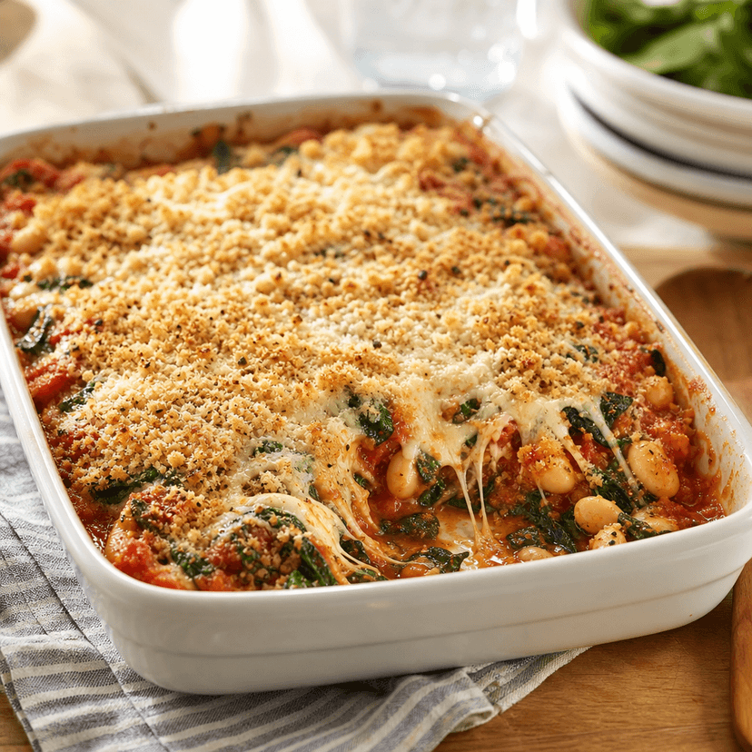 Garlicky White Bean Pizza Hotdish image