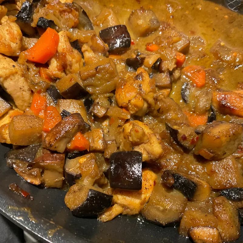Spicy Coconut Curry with Carrot and Eggplant