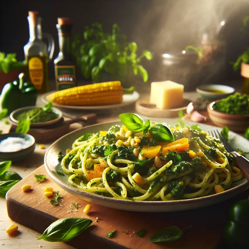 Irish Herb Pesto Pasta with a Pot o' Gold Twist