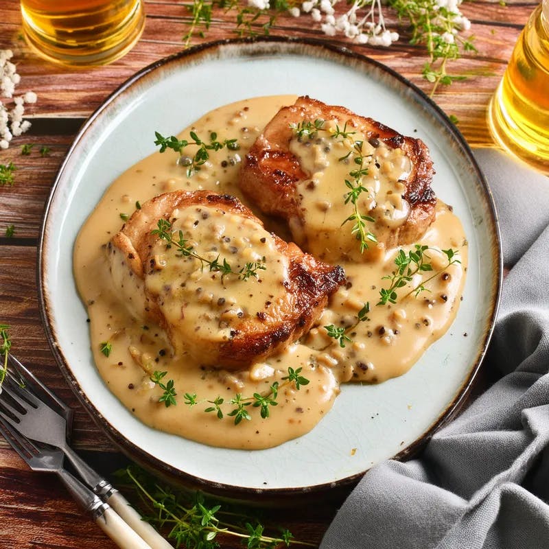 Panko-Crusted Pork Chops with Mushroom Gravy Infused with Mead