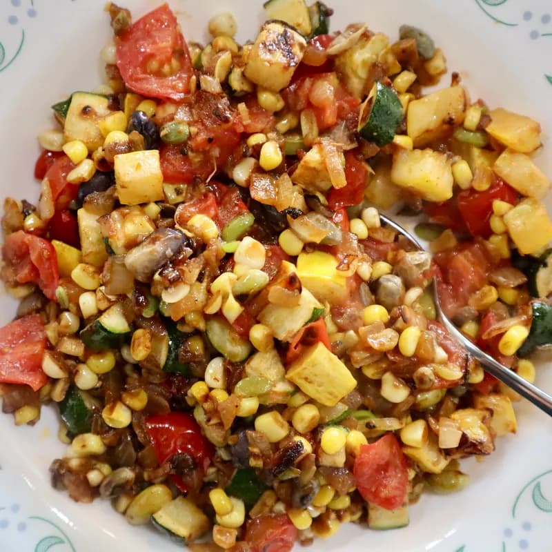 Harvest Bowl with Corn, Beans, and Squash