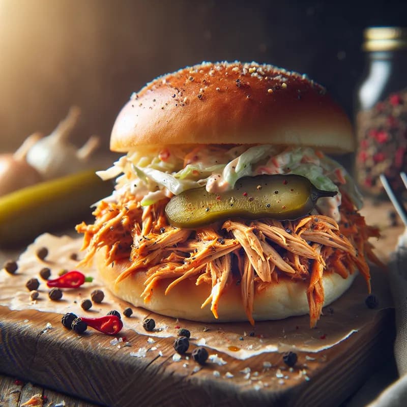 Spicy Pulled Chicken Pepper Sandwich