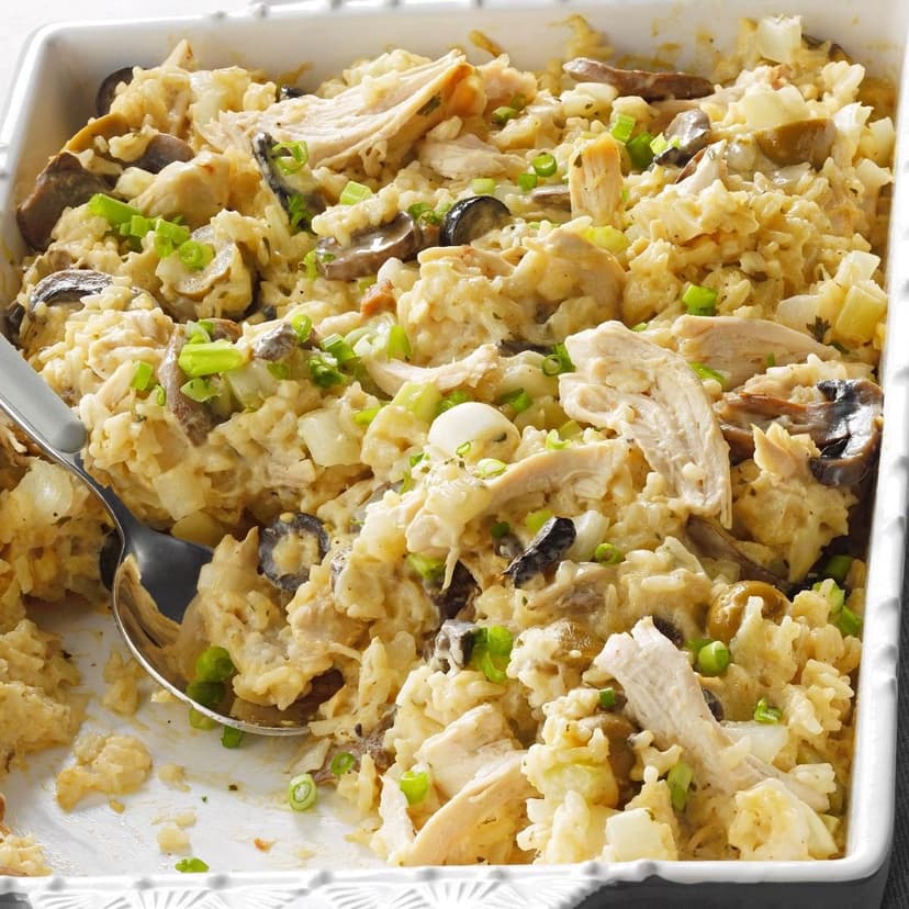Creamy Chicken and Brown Rice Casserole with Peas