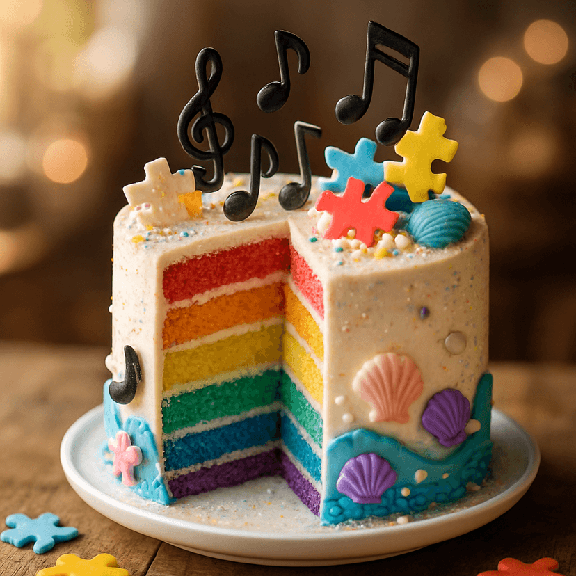 Rainbow Neuro-Inclusive Under-the-Sea Broadway Cake image