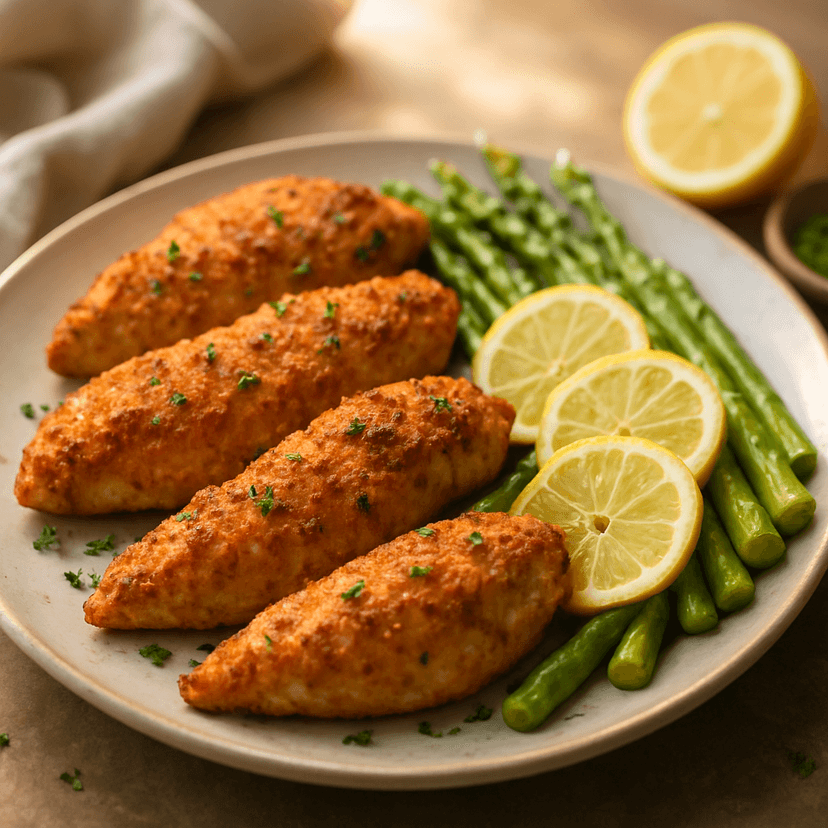 Crispy Air Fryer Chicken with Zesty Asparagus