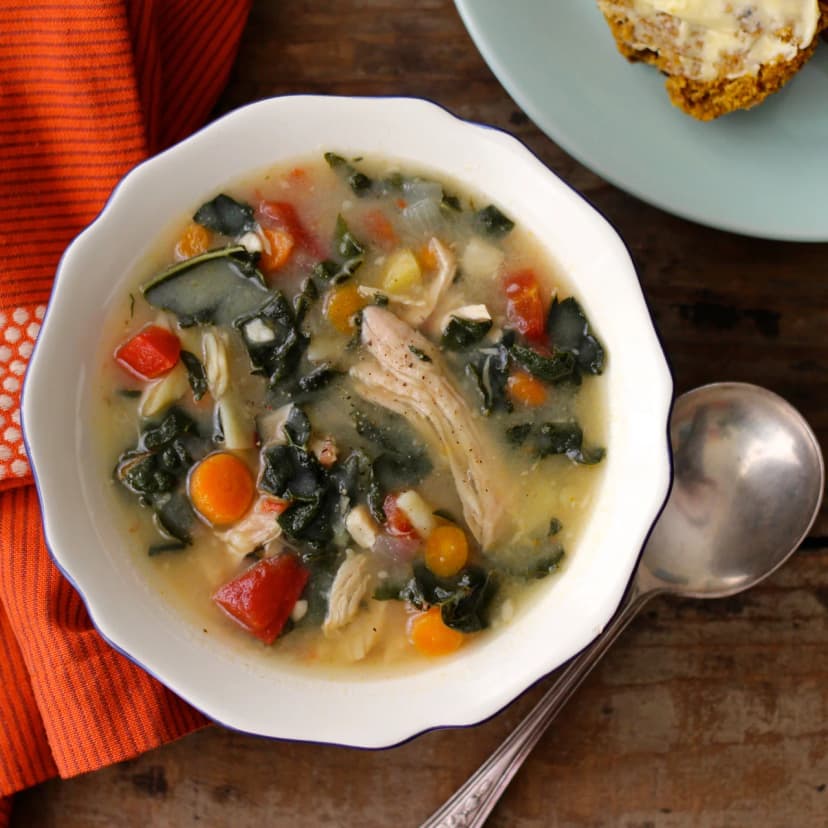 Protein-Packed Kale and Potato Chicken-Turkey Soup image