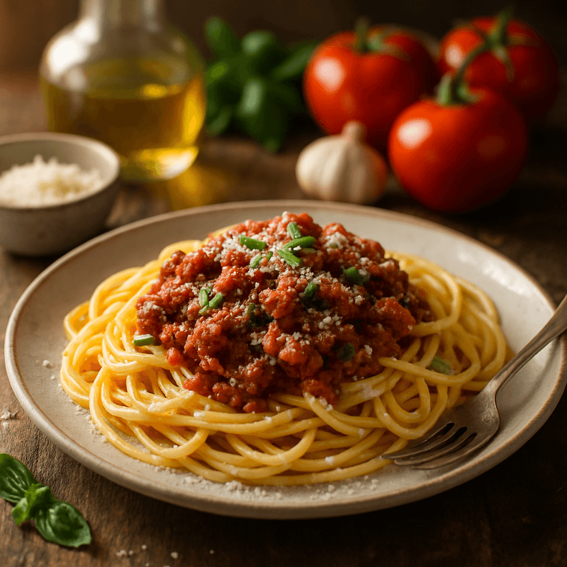 Spaghetti with Savory Beef Tomato Sauce