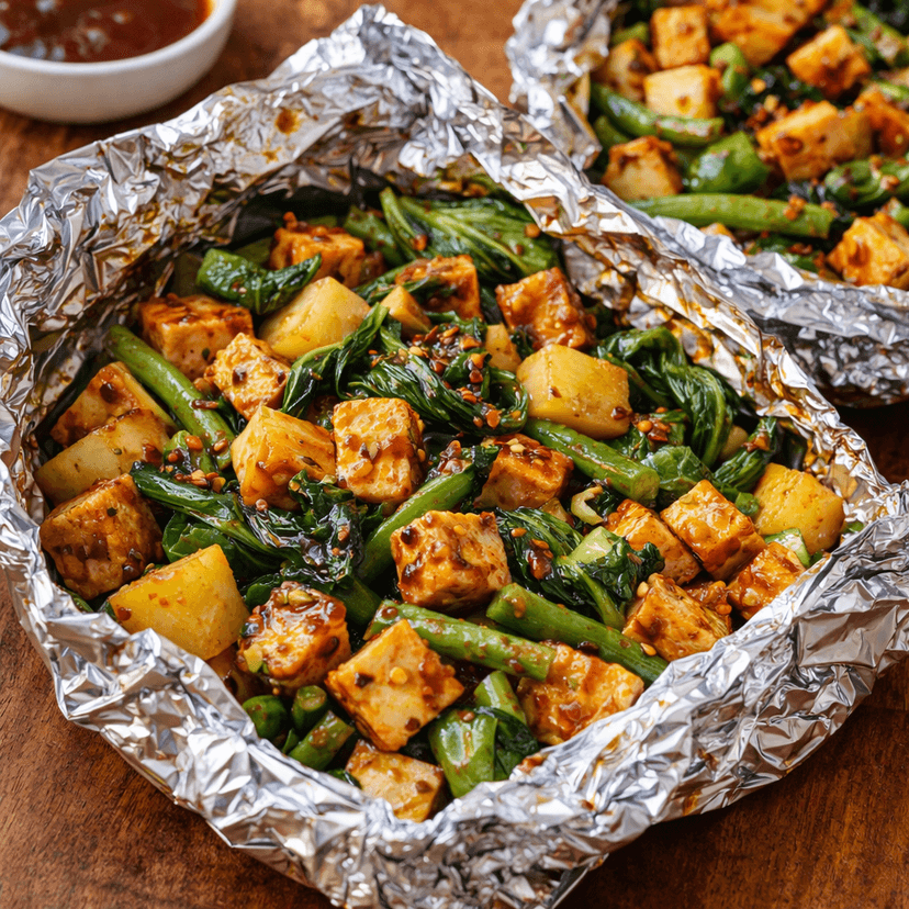 Tangy Grilled Tofu & Ulu Foil Packets image