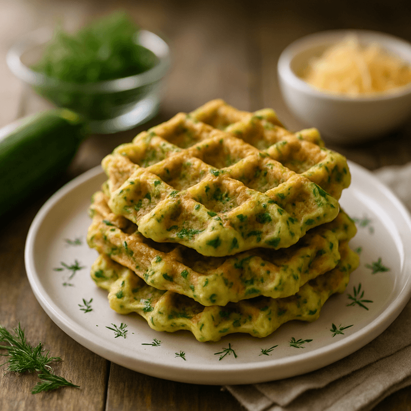 Crispy Zucchini Low-Cal Cheese Waffles image