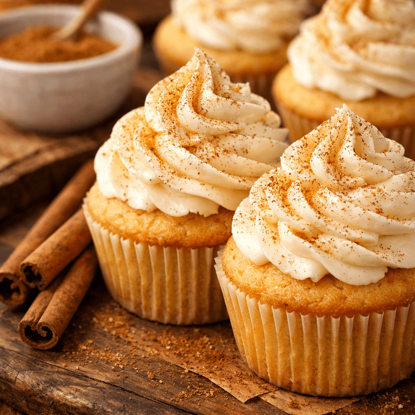 Classic Vanilla Cupcakes with Cinnamon Sprinkle image