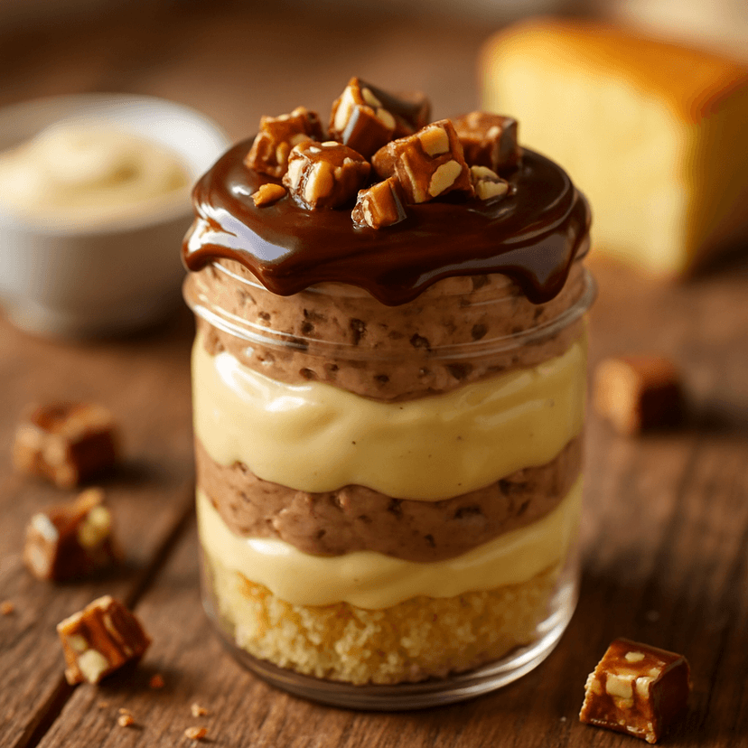 Banana Snickers Cake Pudding Parfait