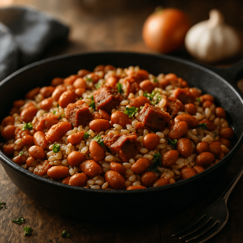 Savory Pinto Bean and Corned Beef Skillet image