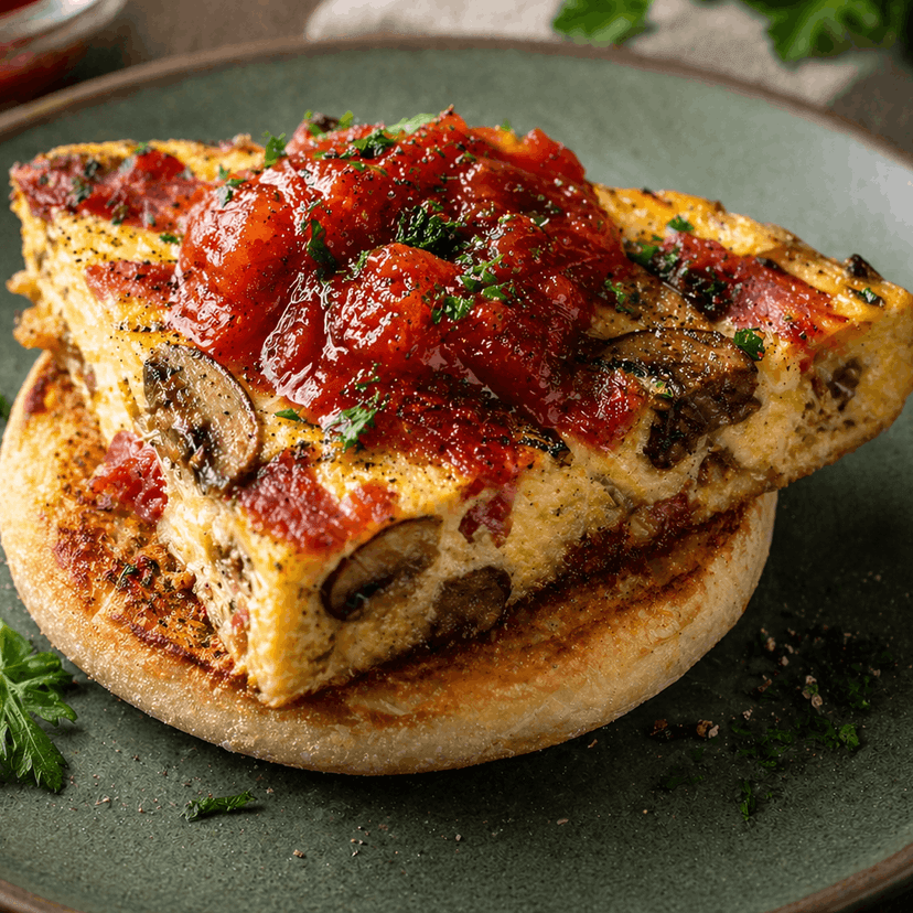 Savory Bacon Mushroom Frittata with Tangy Tomato Jam image