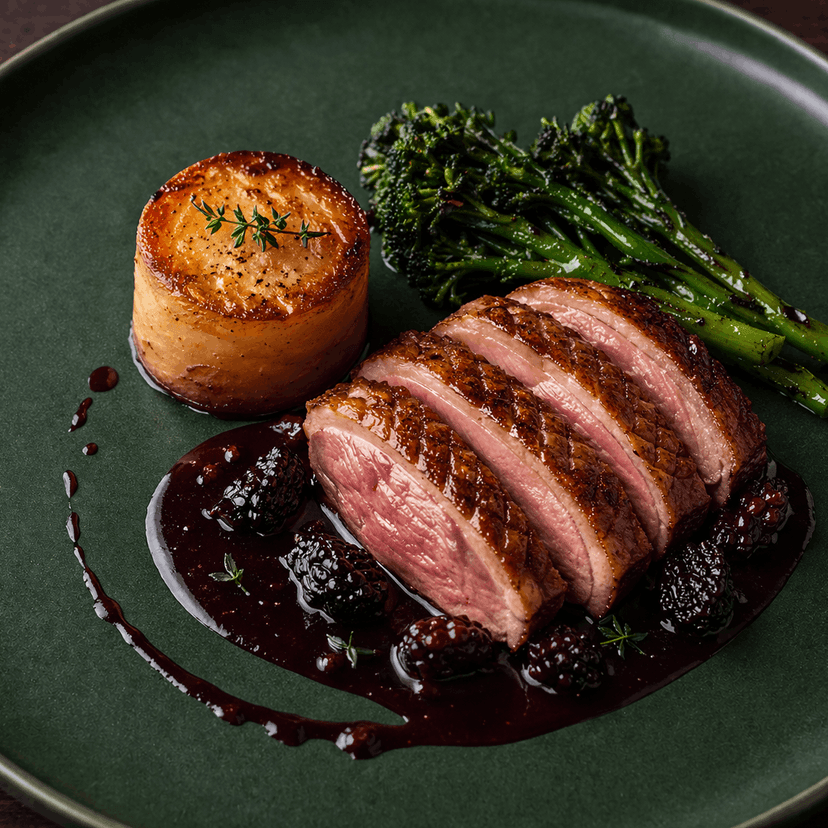 Crispy Duck Breast with Mulberry Red Wine Reduction image